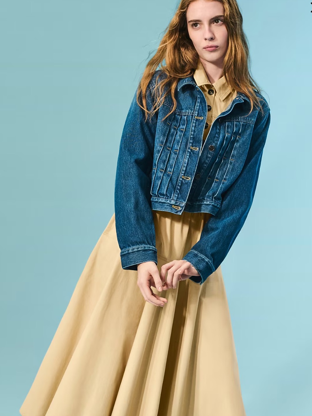 JCrew Cropped Denim Jacket with Pintucks NWT - Picture 6 of 10